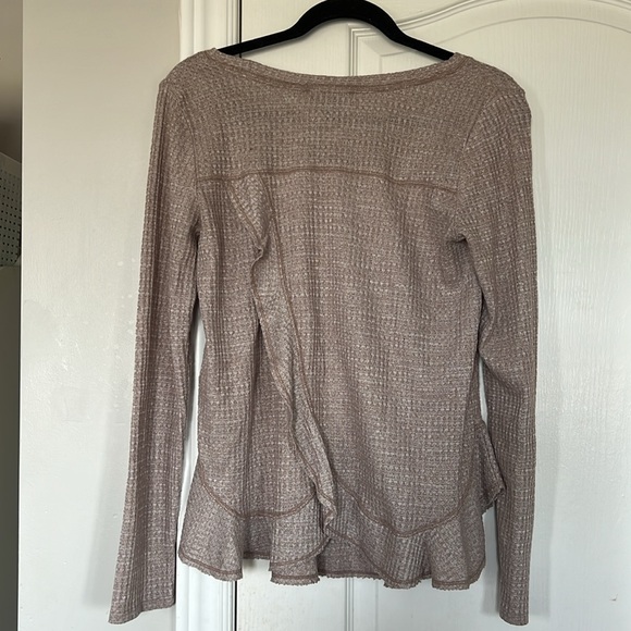 Anthropologie Saturday Sunday Women's Waffle Knit Thermal Top Purple Wrap Small - Picture 3 of 5